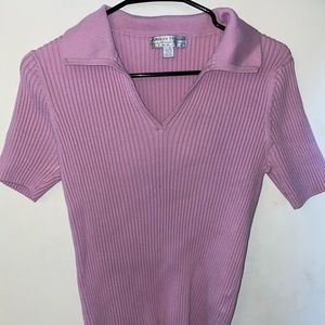 Ribbed Collar Top